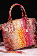 Load image into Gallery viewer, Croc-Embossed Gradient PU Leather Handbag – Luxe Fade Finish
