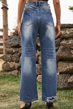Load image into Gallery viewer, Distressed Buttoned Loose Fit Jeans Pants
