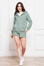 Load image into Gallery viewer, Zip Up Drawstring Hoodie and Shorts Set
