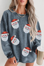 Load image into Gallery viewer, Sequin Santa Patch Ribbed Sweatshirt
