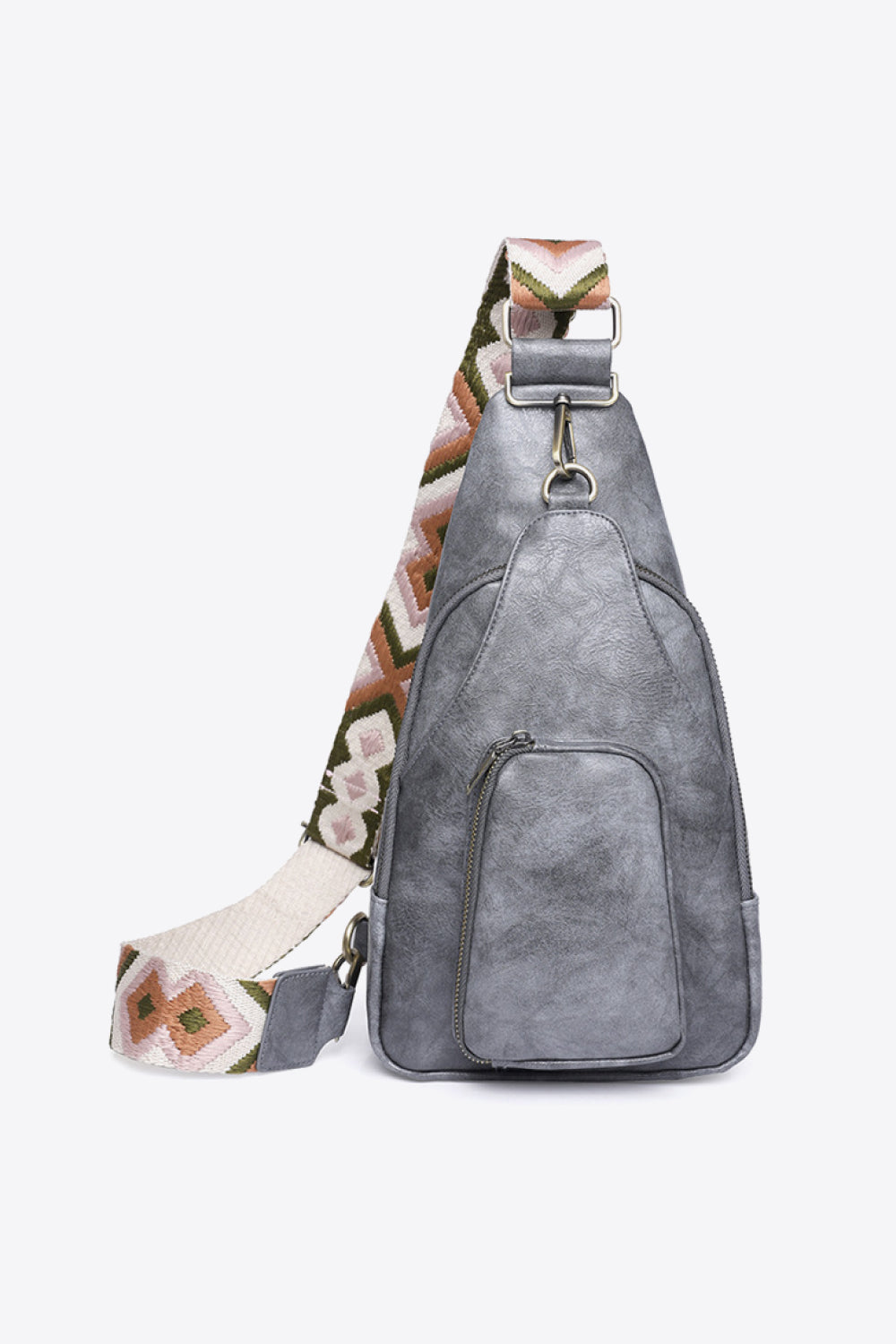 Structured Faux Leather Sling Shoulder Bag