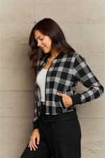 Load image into Gallery viewer, Full Size Plaid Round Neck Long Sleeve Jacket
