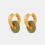 Load image into Gallery viewer, Titanium Steel Inlaid Zircon Double-Hoop Earrings
