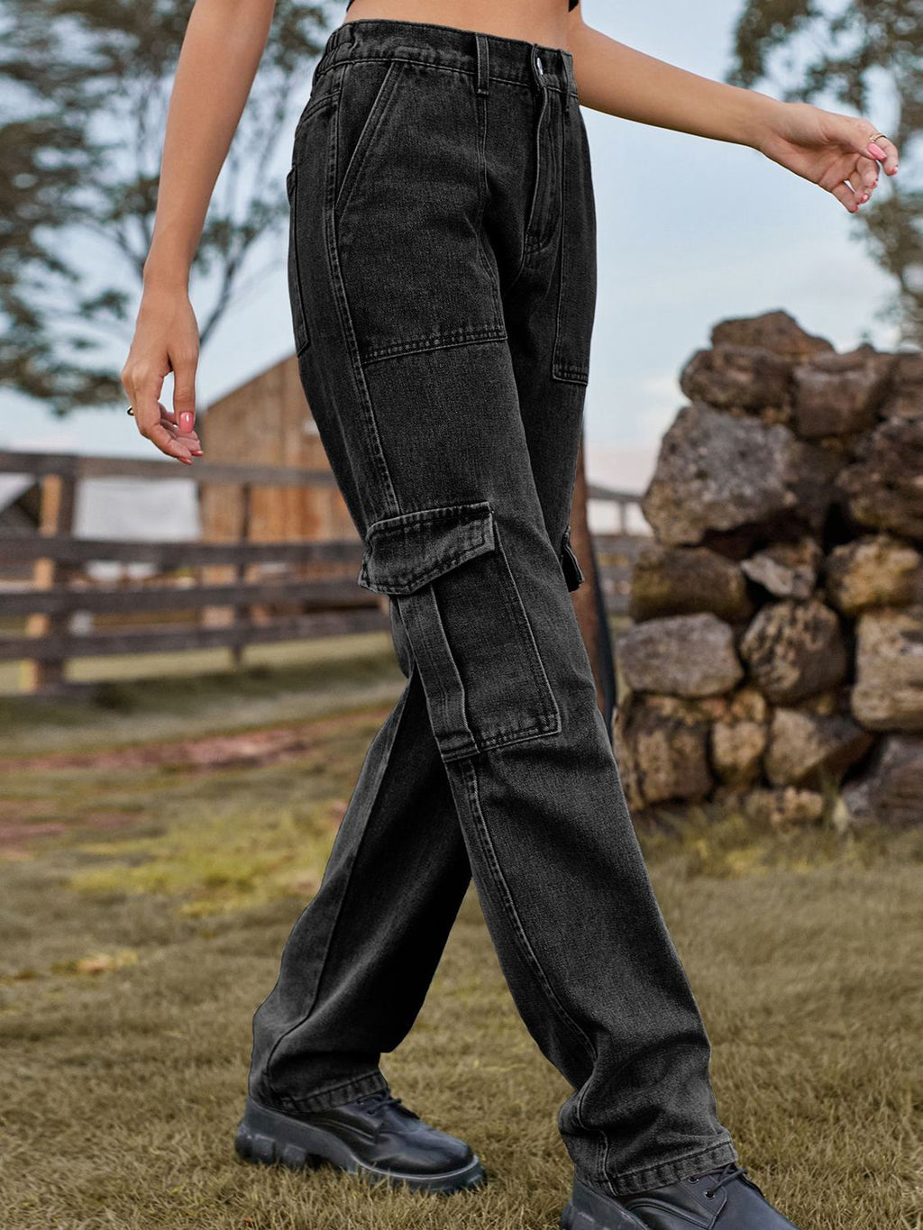 High Waist Wide Leg Cargo Pants