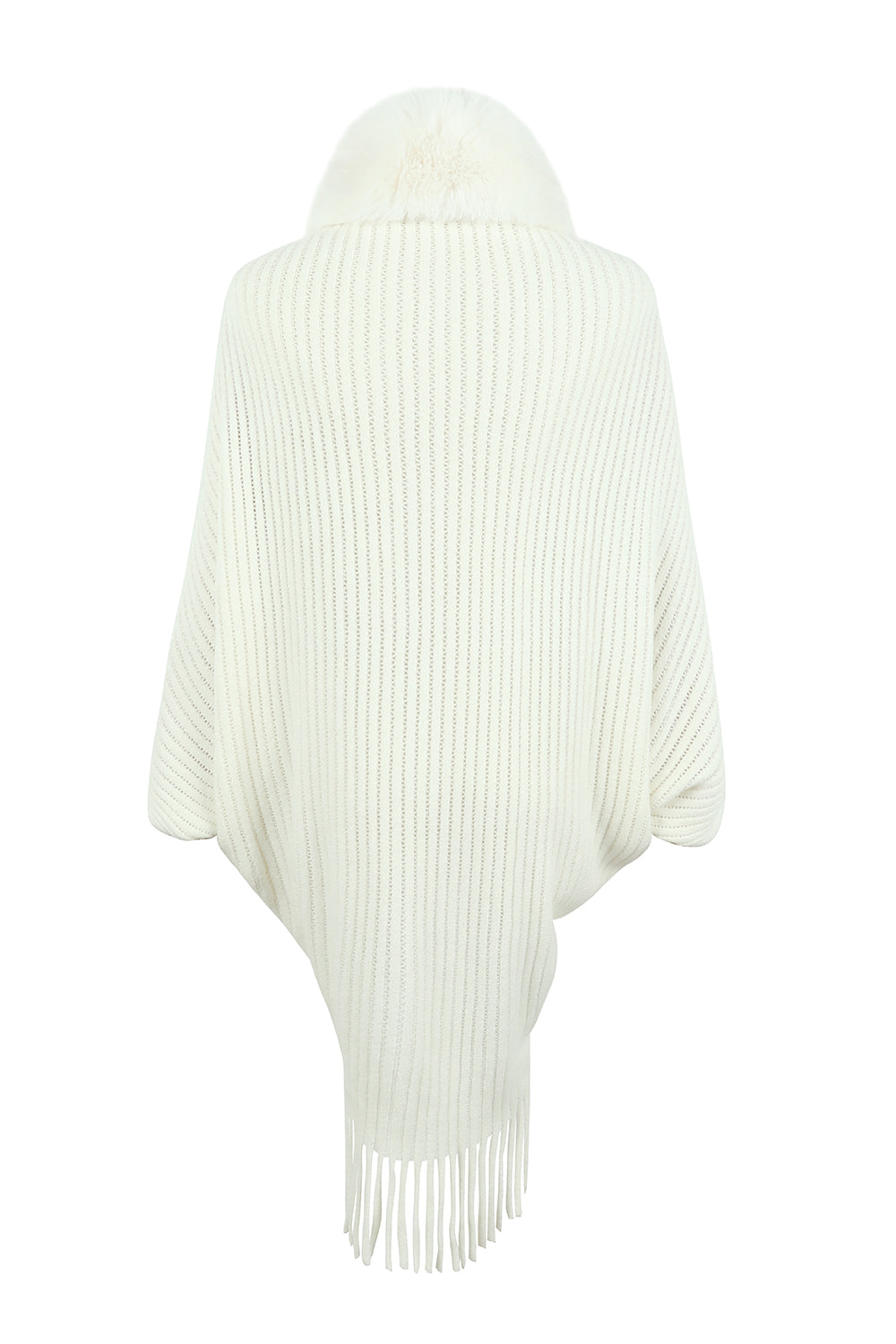 Fringe Detail Ribbed Poncho