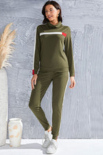 Load image into Gallery viewer, Mock Neck Long Sleeve Top and Side Stripe Pants Set
