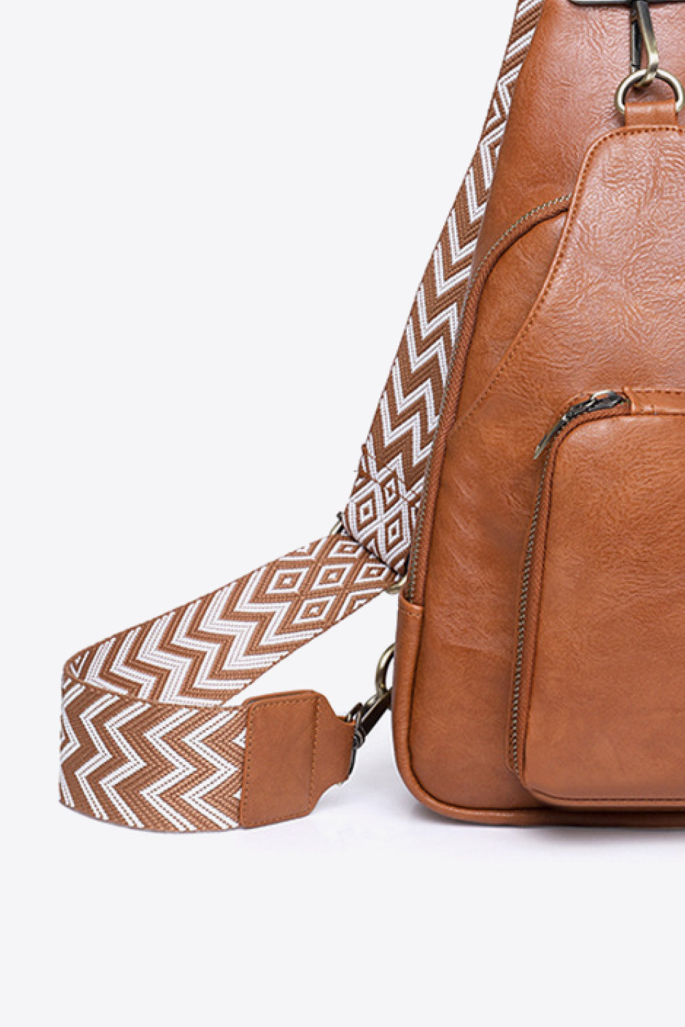 Structured Faux Leather Sling Shoulder Bag