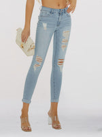 Load image into Gallery viewer, Distressed Skinny Cropped Jeans Pants
