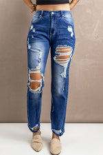 Load image into Gallery viewer, Distressed High-Rise Jeans with Pockets
