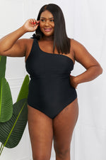 Load image into Gallery viewer, One-Shoulder One-Piece Swimsuit in Black
