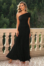 Load image into Gallery viewer, One-Shoulder Ruched Maxi Dress
