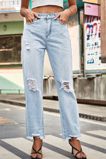 Load image into Gallery viewer, Distressed Buttoned Loose Fit Jeans Pants
