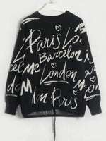 Load image into Gallery viewer, Letter Round Neck Drawstring Sweater
