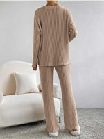 Load image into Gallery viewer, Ribbed V-Neck Long Sleeve Top and Pants Set
