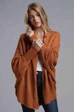 Load image into Gallery viewer, Double Take Dolman Sleeve Open Front Ribbed Trim Longline Cardigan
