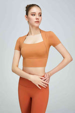 Load image into Gallery viewer, Short Sleeve Cropped Sports Top

