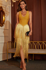 Load image into Gallery viewer, Fringe Hem Sleeveless Bandage Dress
