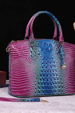 Load image into Gallery viewer, Croc-Embossed Gradient PU Leather Handbag – Luxe Fade Finish

