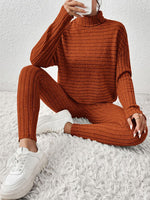 Load image into Gallery viewer, Ribbed Turtleneck Top and Pants Set
