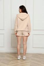 Load image into Gallery viewer, Zip Up Drawstring Hoodie and Shorts Set
