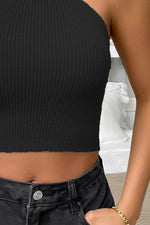 Load image into Gallery viewer, Halter Neck Ribbed Cropped Knit Top
