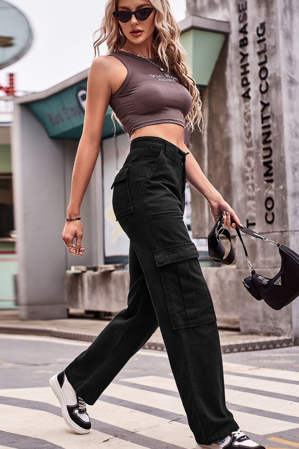 High Waist Loose Fit Cargo Pants