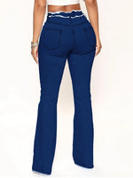 Load image into Gallery viewer, Striped Raw Hem Jeans Pants
