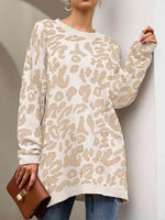 Load image into Gallery viewer, Leopard Round Neck Tunic Sweater
