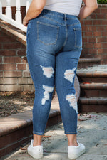 Load image into Gallery viewer, Plus Size Distressed Skinny Jeans Pants
