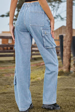 Load image into Gallery viewer, Loose Fit Long Jeans with Pockets
