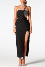 Load image into Gallery viewer, One-Shoulder Cutout Split Dress
