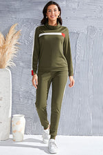 Load image into Gallery viewer, Mock Neck Long Sleeve Top and Side Stripe Pants Set
