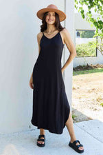 Load image into Gallery viewer, Good Energy Full Size Cami Side Slit Maxi Dress in Black

