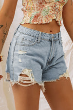 Load image into Gallery viewer, Distressed Denim Shorts
