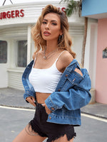 Load image into Gallery viewer, Dropped Shoulder Denim Jacket with Pockets
