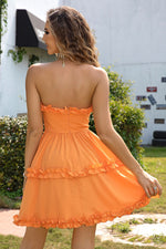 Load image into Gallery viewer, Frill Trim Strapless Mini Dress
