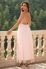 Load image into Gallery viewer, Lace-Up Backless Mesh Dress
