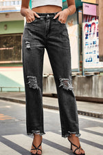 Load image into Gallery viewer, Distressed Buttoned Loose Fit Jeans Pants
