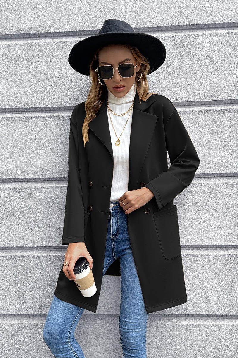 Double-Breasted Lapel Collar Blazer
