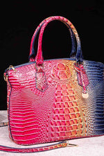 Load image into Gallery viewer, Croc-Embossed Gradient PU Leather Handbag – Luxe Fade Finish
