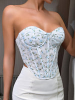 Load image into Gallery viewer, Floral Lace-Up Strapless Bustier
