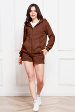 Load image into Gallery viewer, Zip Up Drawstring Hoodie and Shorts Set
