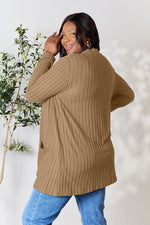 Load image into Gallery viewer, Ribbed Open Front Cardigan with Pockets
