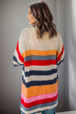 Load image into Gallery viewer, Striped Open Front Long Sleeve Cardigan
