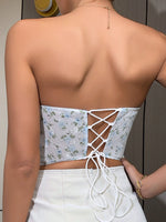 Load image into Gallery viewer, Floral Lace-Up Strapless Bustier
