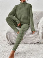 Load image into Gallery viewer, Ribbed Turtleneck Top and Pants Set
