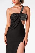 Load image into Gallery viewer, One-Shoulder Cutout Split Dress
