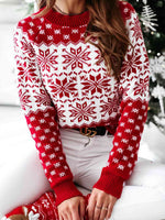 Load image into Gallery viewer, Snowflake Round Neck Long Sleeve Sweater
