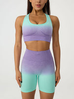 Load image into Gallery viewer, Gradient Scoop Neck Tank and High Waist Shorts Active Set
