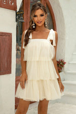 Load image into Gallery viewer, Tie-Shoulder Layered Mesh Dress
